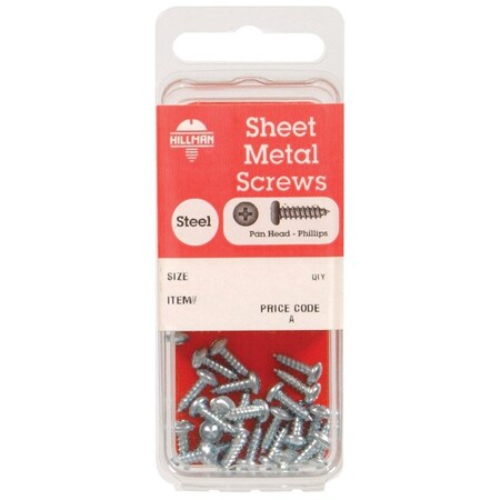 Hillman Sheet Metal Screw, #14 x 3/4 in, Zinc Plated Steel Pan Head Phillips Drive, 10 PK 5523